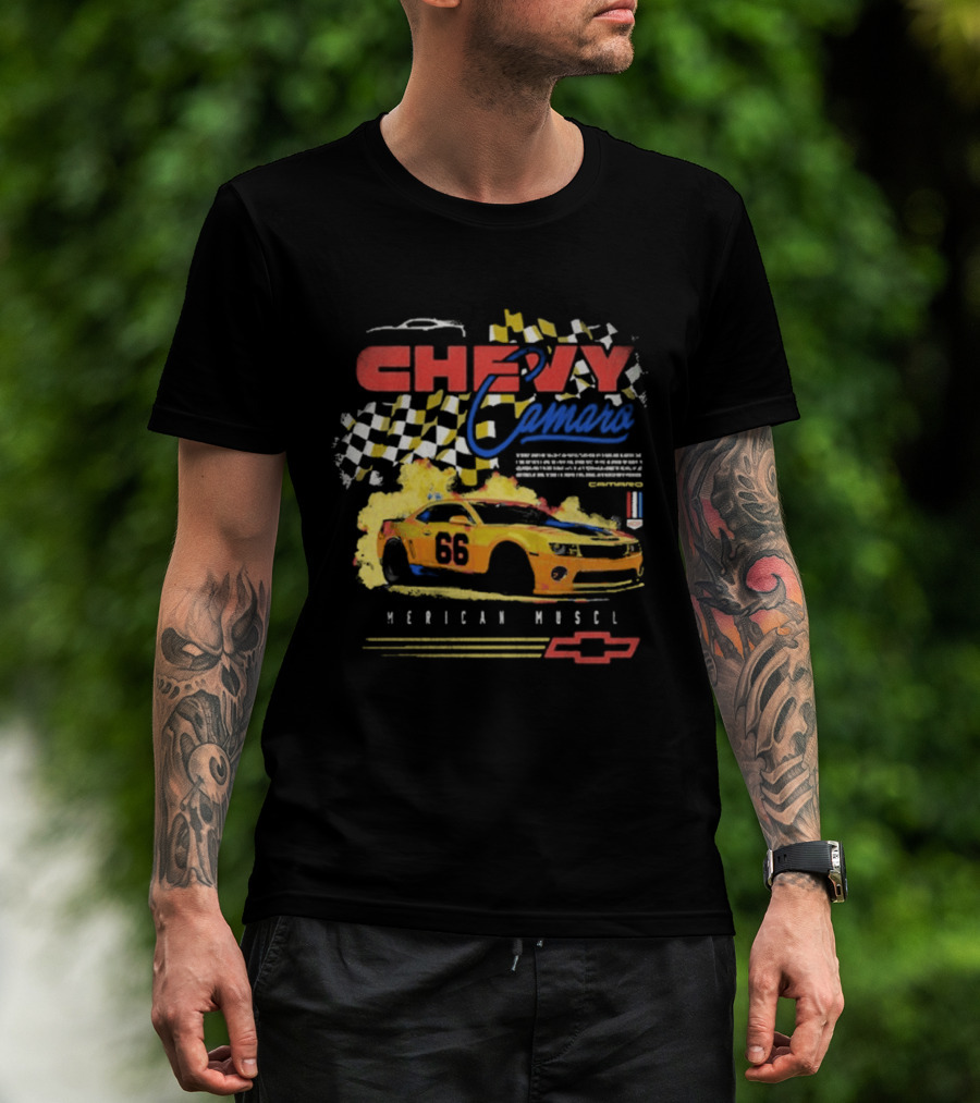 Chevy Camaro 55 American Muscle Race Car Faded Chevrolet T-Shirt