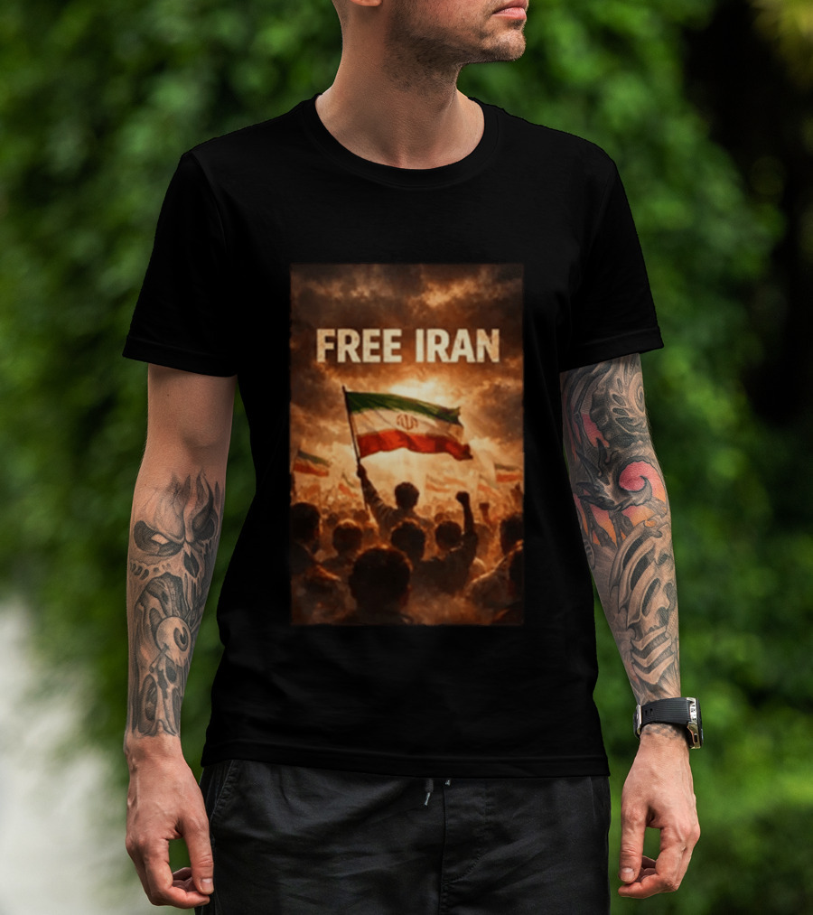 Free Iran Flag Protest With Crowd T-Shirt