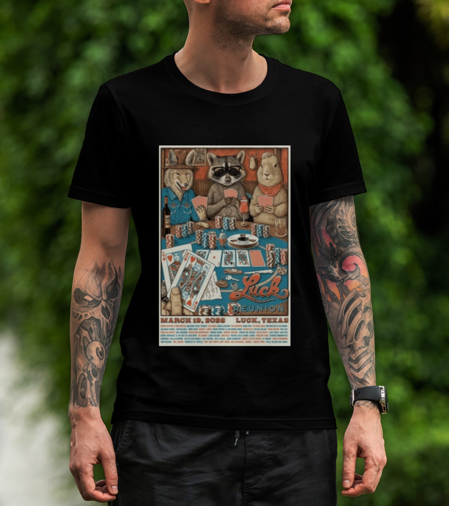 Luck Reunion March 19 2026 Luck Texas Poker Animals T-Shirt