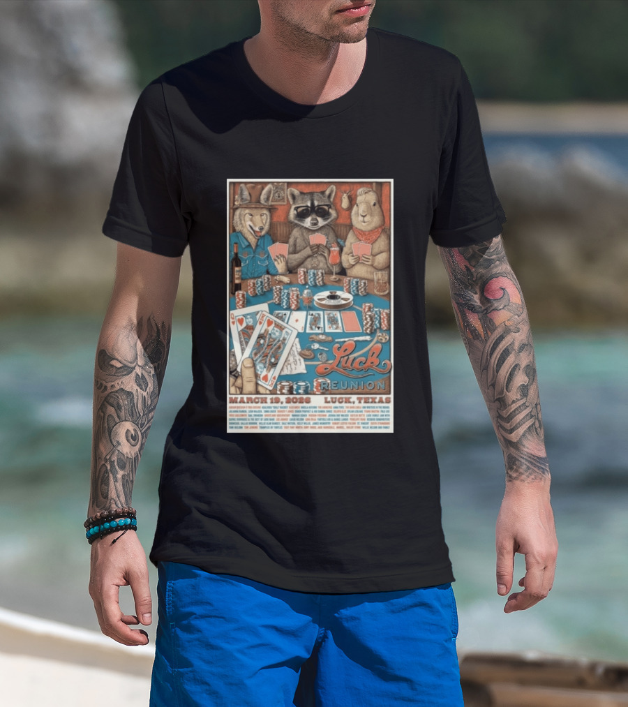 Luck Reunion March 19 2026 Luck Texas Poker Animals T-Shirt