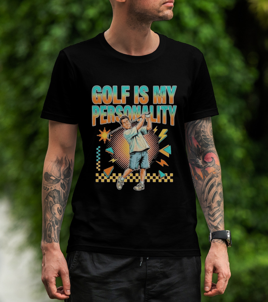 Golf Is My Personality Retro Style Swinging Golfer T-Shirt