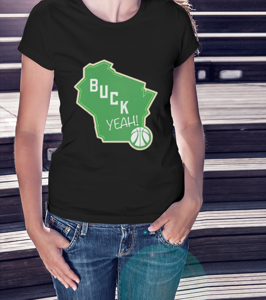 Buck Yeah Milwaukee Basketball Green Map T-Shirt