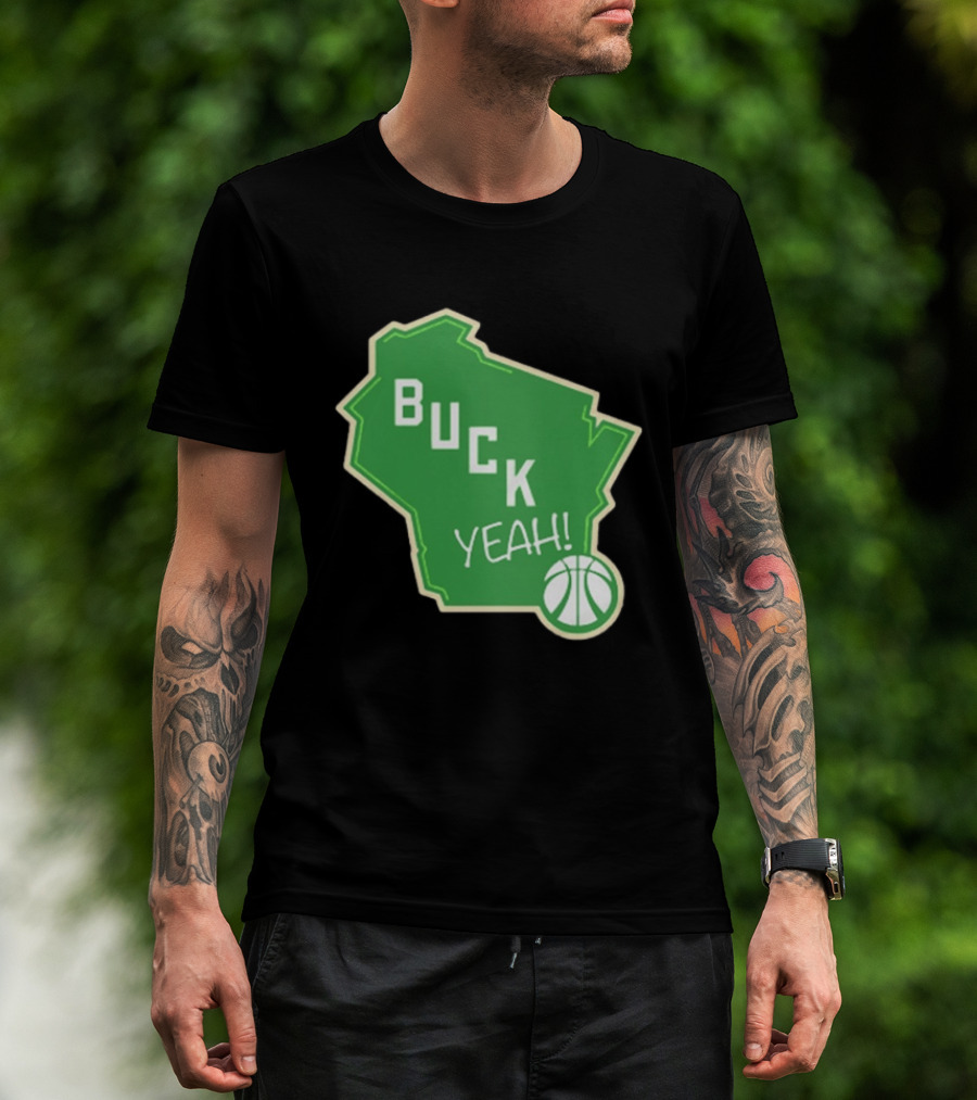 Buck Yeah Milwaukee Basketball Green Map T-Shirt