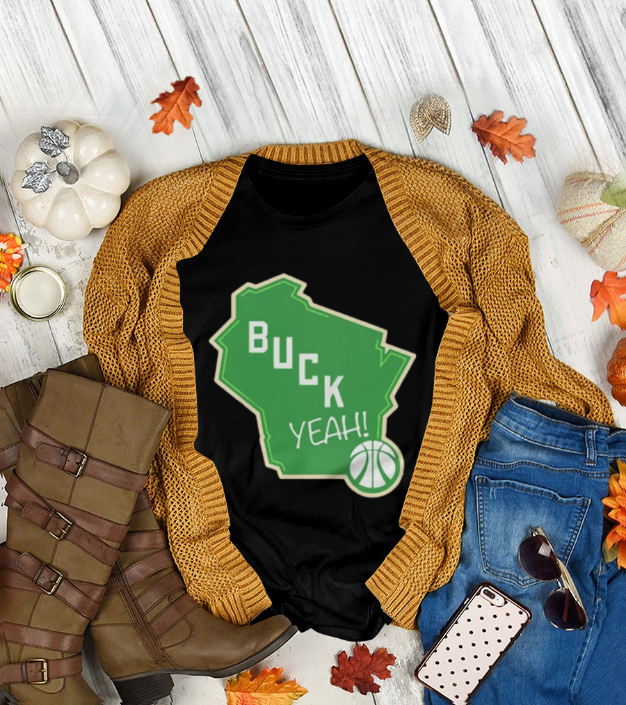 Buck Yeah Milwaukee Basketball Green Map T-Shirt