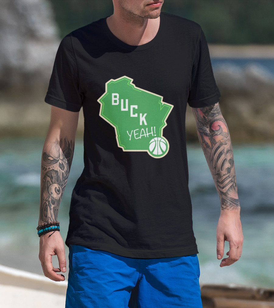 Buck Yeah Milwaukee Basketball Green Map T-Shirt