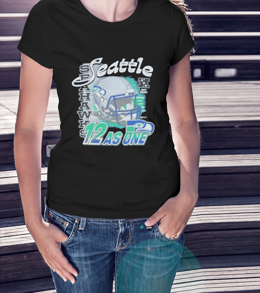 Seattle Seahawks Helmet 12 As One NFC West T-Shirt