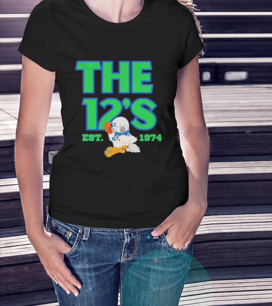 THE 12'S Est. 1974 Navy Grey Seattle Seahawks T-Shirt