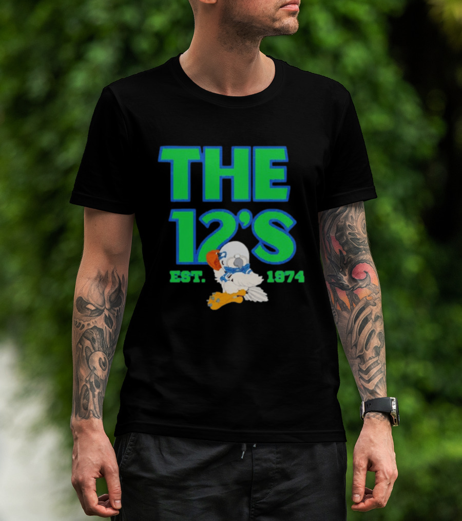 THE 12'S Est. 1974 Navy Grey Seattle Seahawks T-Shirt