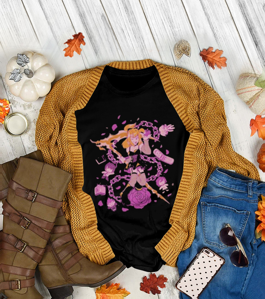 Angel of Death Jav Anime Style Pink Chains and Rose T-Shirt