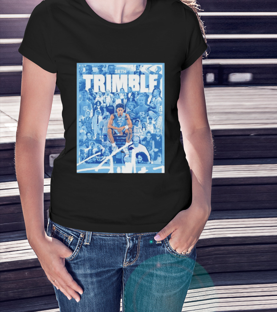 Seth Trimble North Carolina Tar Heels Basketball Collage T-Shirt