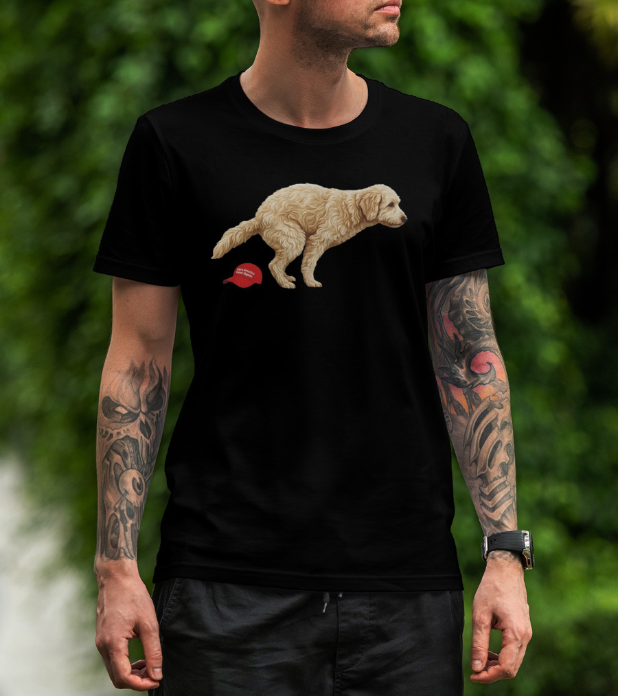Golden Retriever Pooping On Make America Great Again Hat Anti Trump T-Shirt