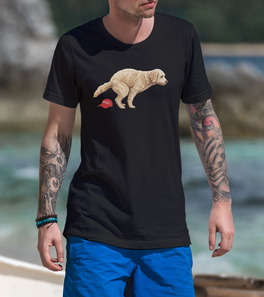 Golden Retriever Pooping On Make America Great Again Hat Anti Trump T-Shirt