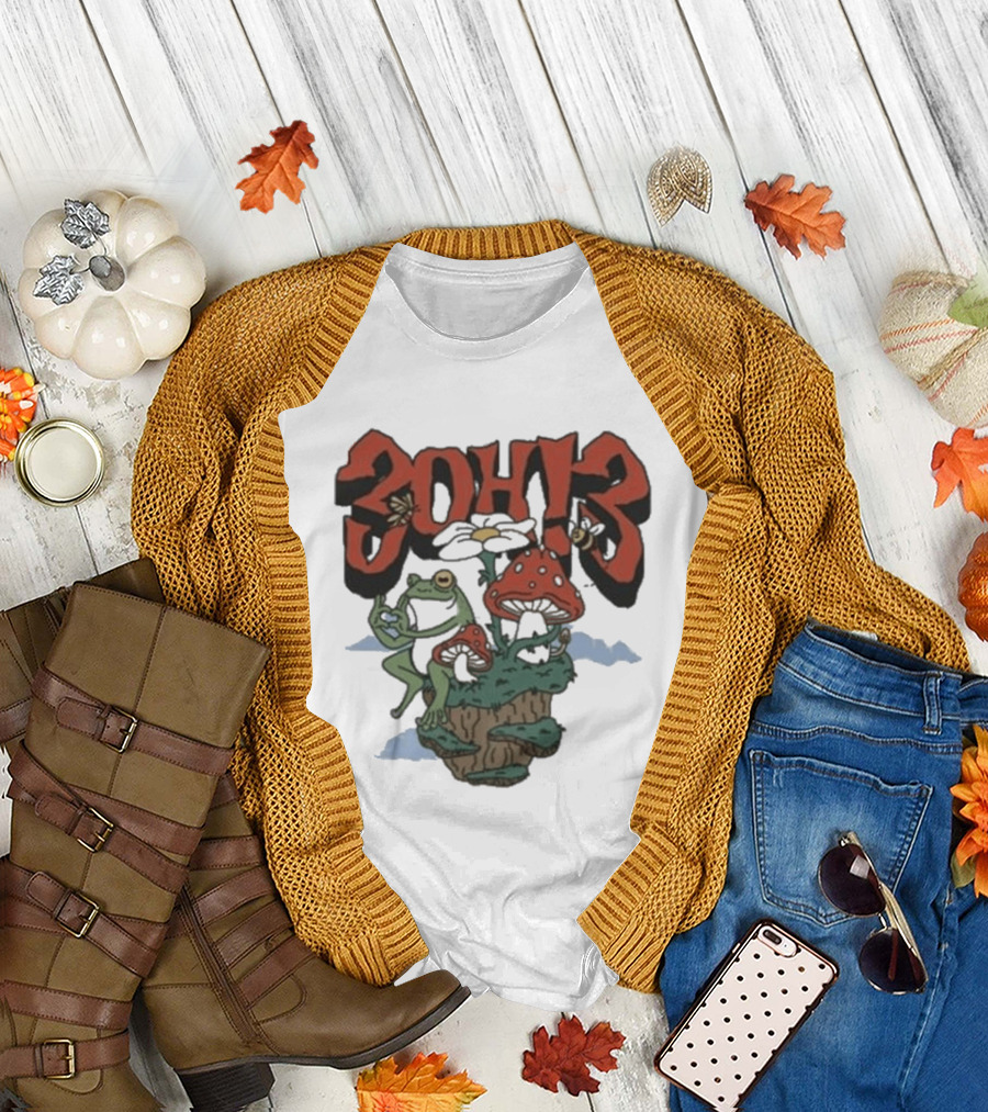 3Oh3 Mushroom Frog Fantasy with Bee and Flower T-Shirt