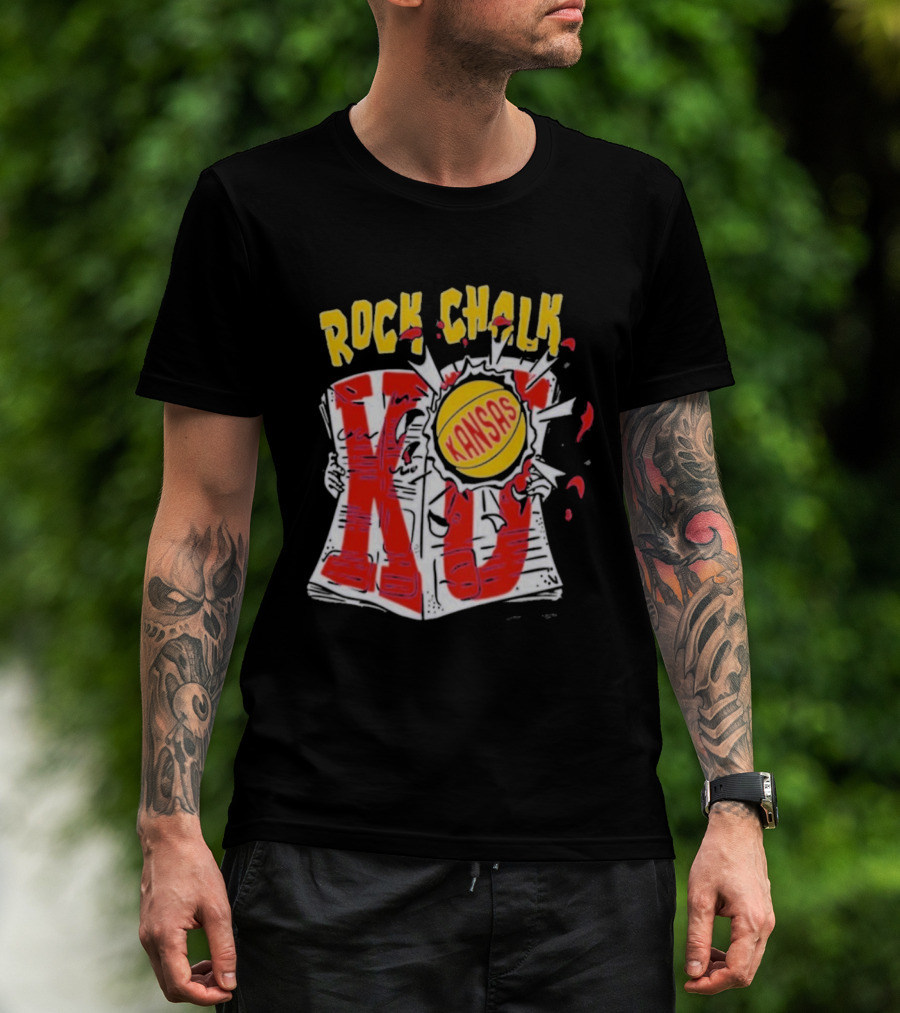 KU Rock Chalk Kansas Basketball Burst T-Shirt