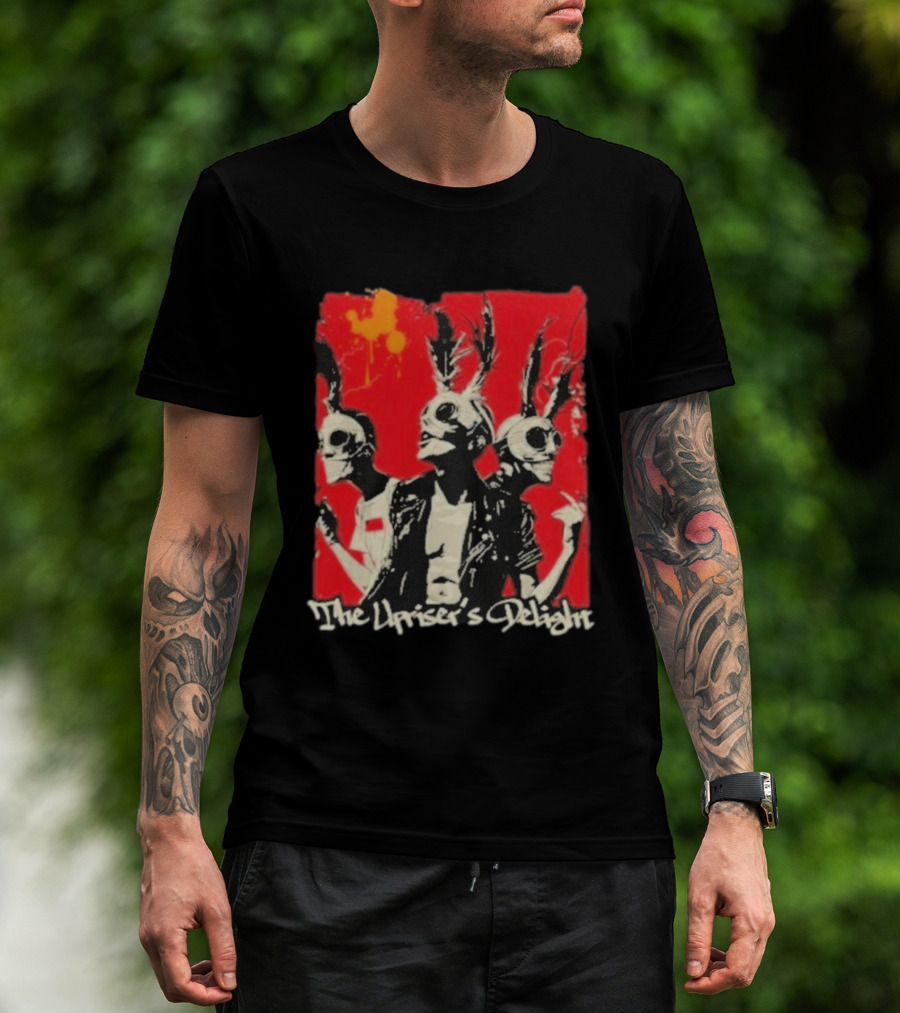 The Upriser's Delight Skull Trio Feathered Masks Red T-Shirt