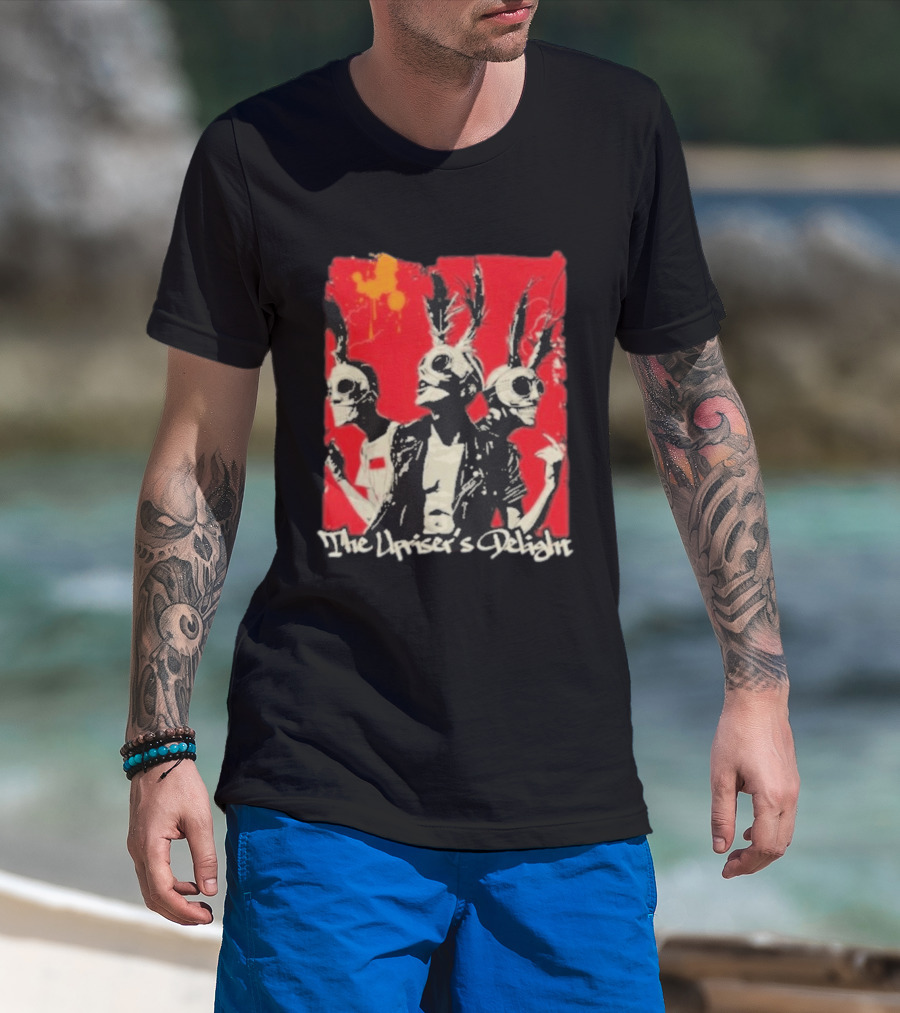 The Upriser's Delight Skull Trio Feathered Masks Red T-Shirt