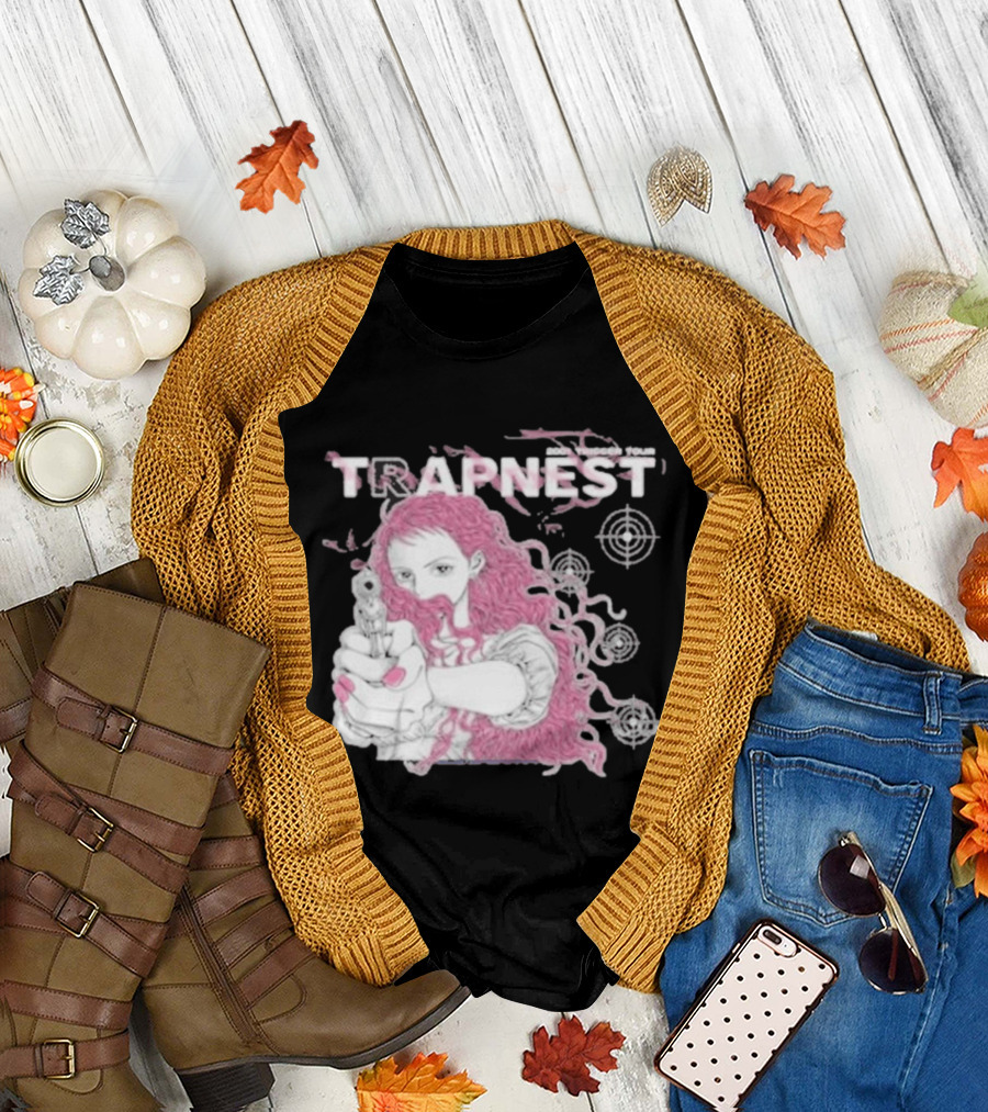 Trapnest Trigger Tour 2001 Anime Girl with Gun and Target T-Shirt