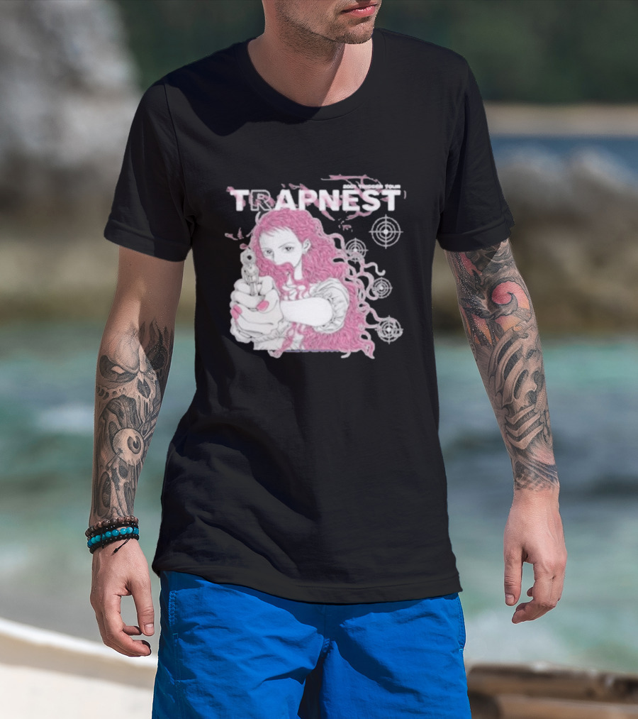 Trapnest Trigger Tour 2001 Anime Girl With Gun And Target T-Shirt