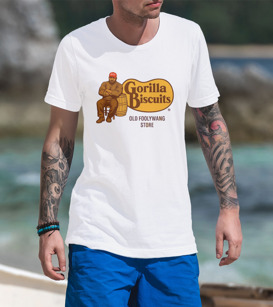 Cracker Barrel Gorilla Biscuits Old Foolywang Store Rustic Man And Barrel T-Shirt