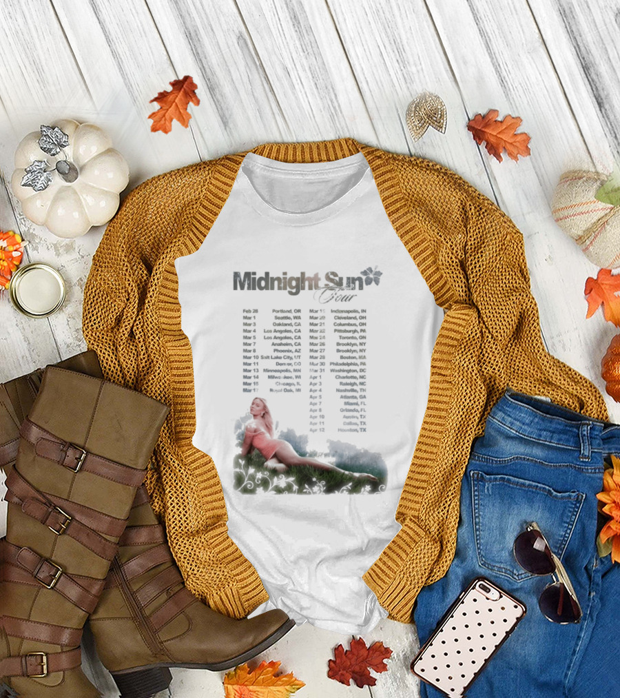 Midnight Sun Tour 2026 Zara Larsson Concert Locations T-Shirt
