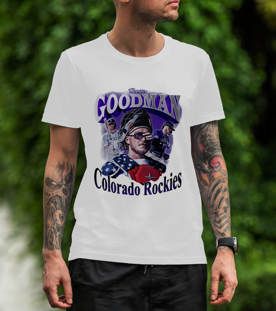 Hunter Goodman Colorado Rockies Catcher And Player Patriots 2026 T-Shirt