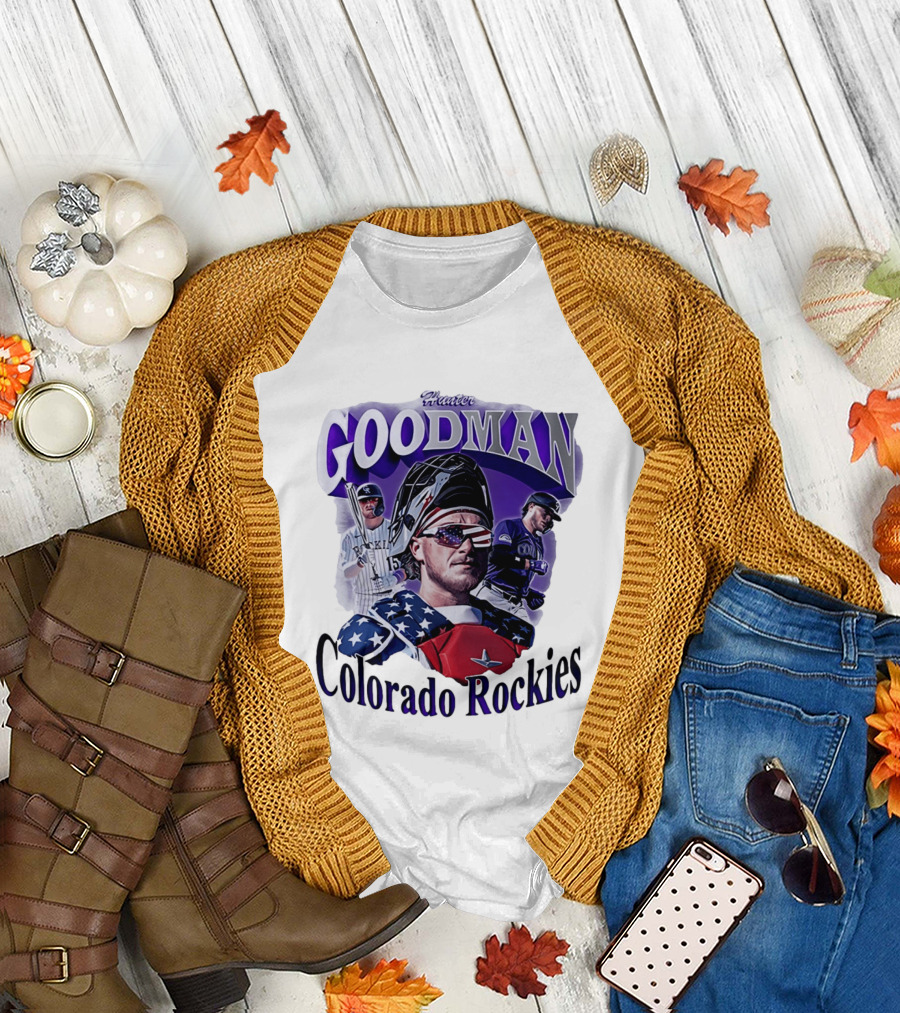 Hunter Goodman Colorado Rockies Catcher and Player Patriots 2026 T-Shirt