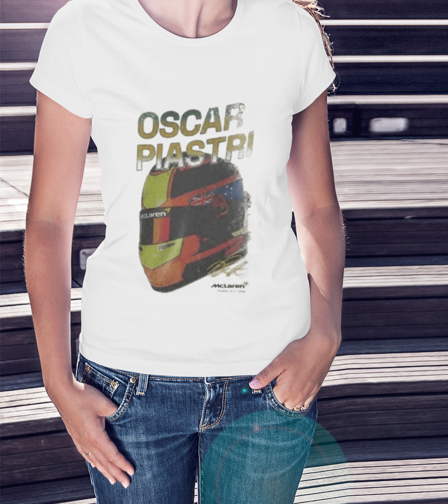 Oscar Piastri McLaren Helmet Design Racing Memorabilia T-Shirt