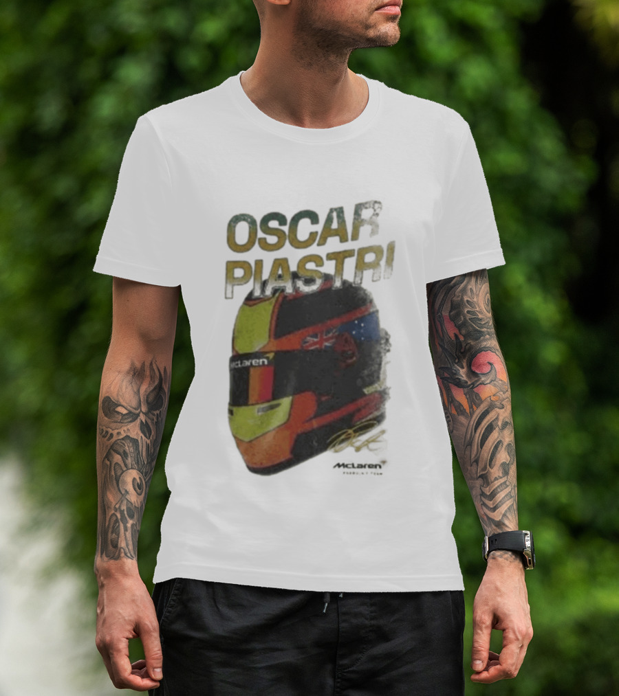 Oscar Piastri McLaren Helmet Design Racing Memorabilia T-Shirt