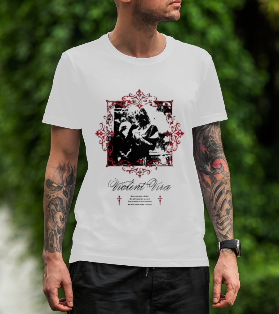 Violent Vira Ghostly Embrace In Ornate Frame T-Shirt
