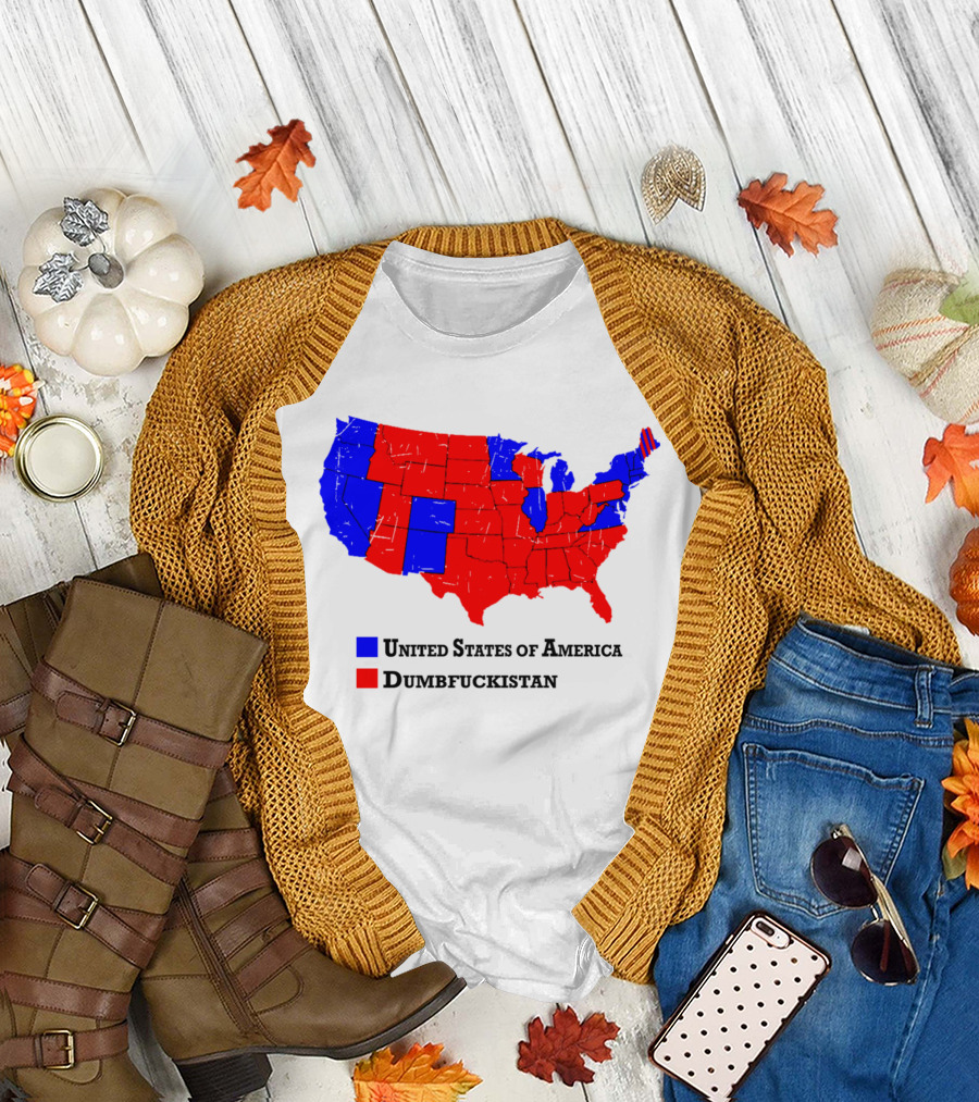 United States of America Dumbfuckistan Map Red Blue States T-Shirt