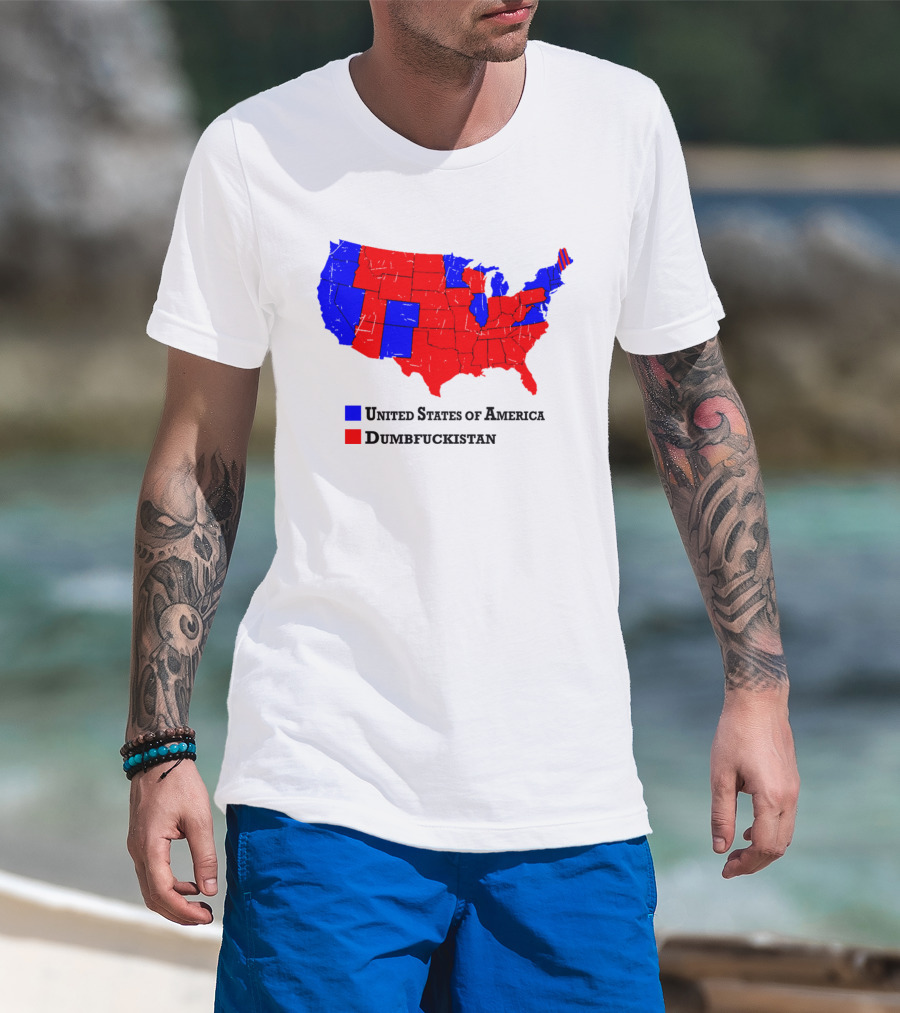 United States Of America Dumbfuckistan Map Red Blue States T-Shirt