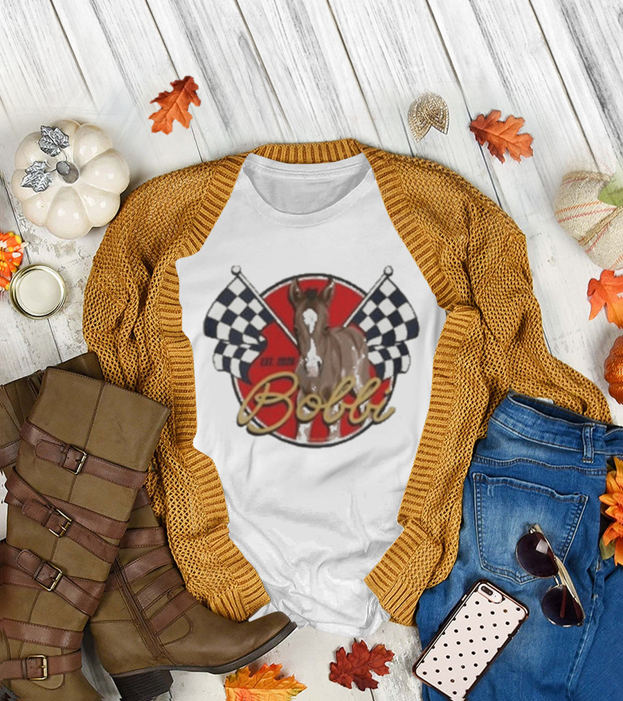 Bobbi Established 2023 Checkered Flags Horse Racing T-Shirt