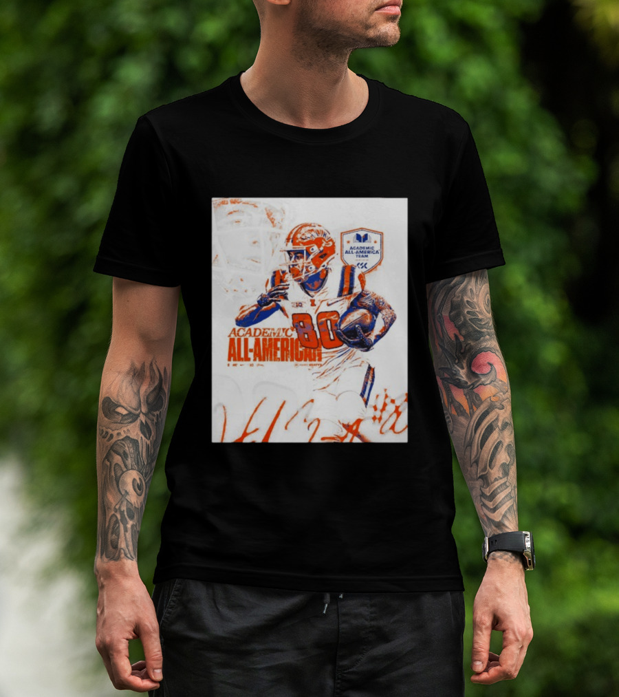 Academic All American Hank Beatty 80 Illinois Fighting Illini Football Team T-Shirt