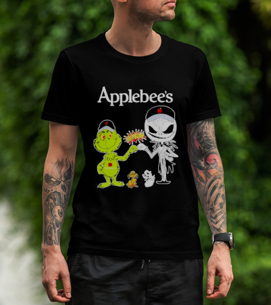 Applebee's Grinch And Jack Skellington Fist Bump Halloween Bash T-Shirt