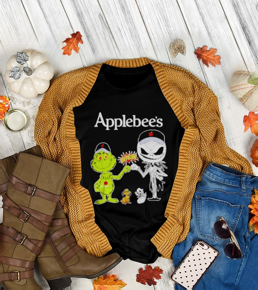 Applebee's Grinch and Jack Skellington Fist Bump Halloween Bash T-Shirt
