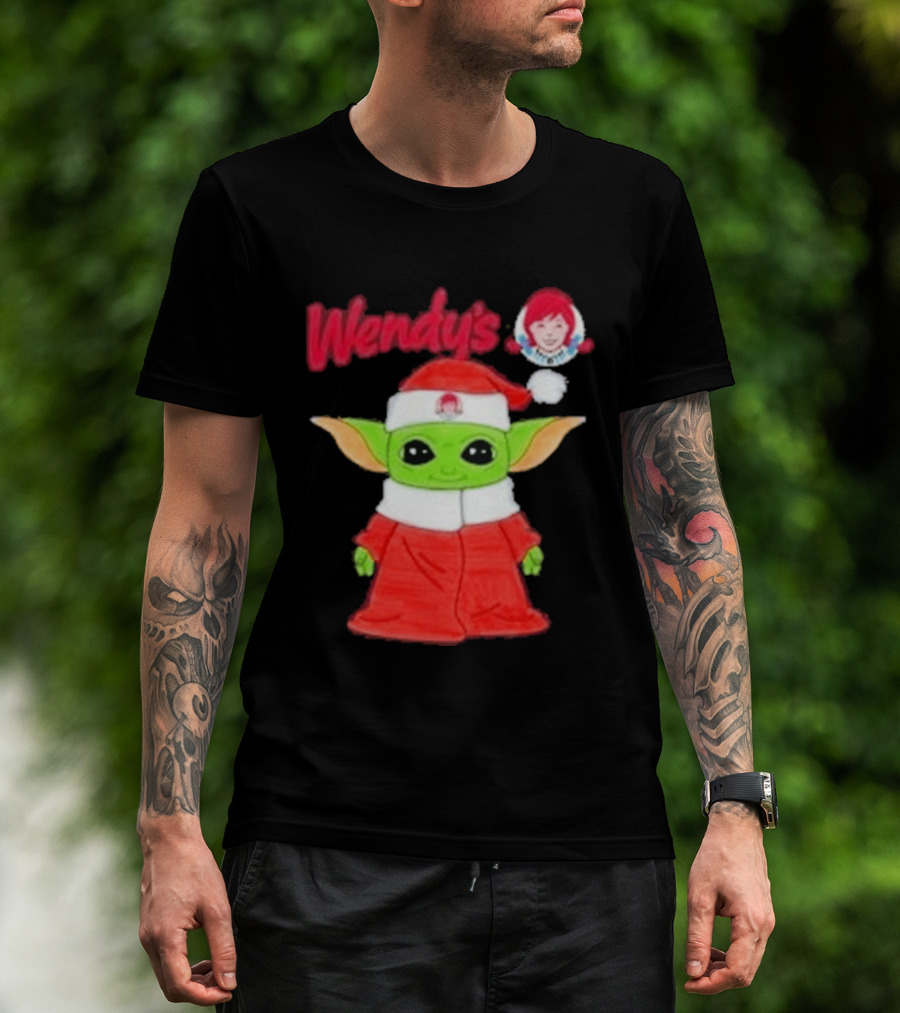 Wendy's Baby Yoda Santa Christmas T-Shirt