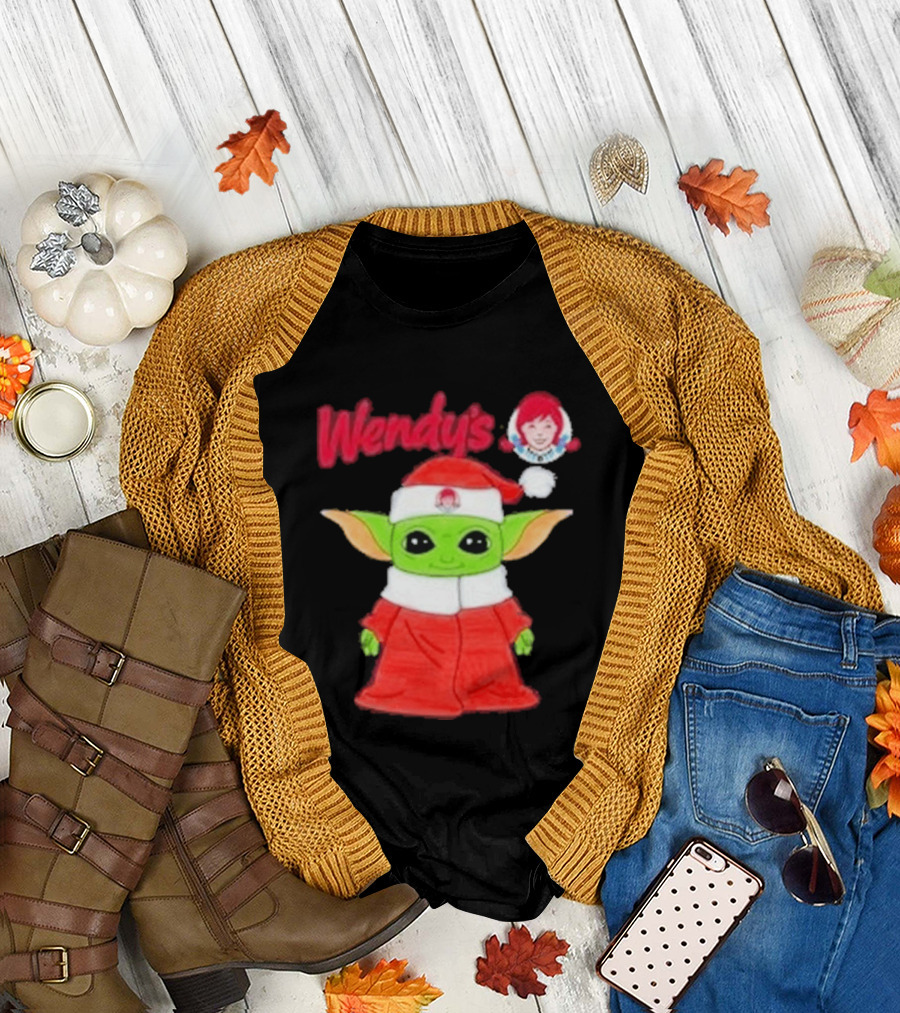 Wendy's Baby Yoda Santa Christmas T-Shirt