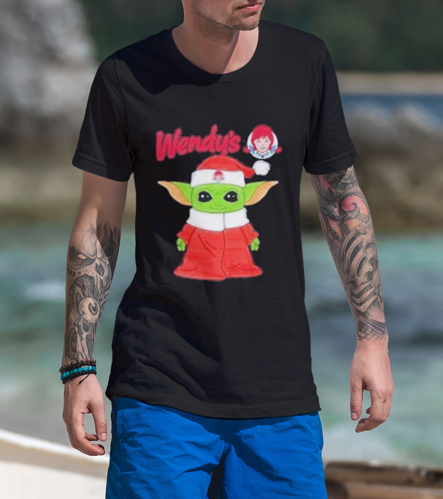 Wendy's Baby Yoda Santa Christmas T-Shirt