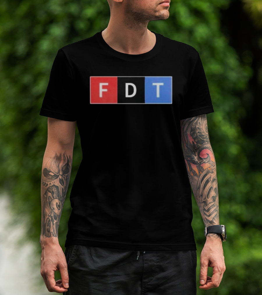 FDT Anti Trump Red Black Blue Block Letters T-Shirt