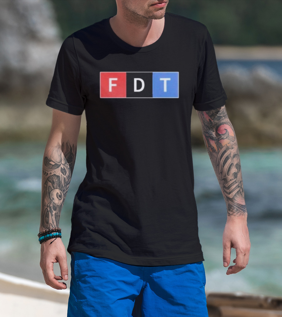 FDT Anti Trump Red Black Blue Block Letters T-Shirt