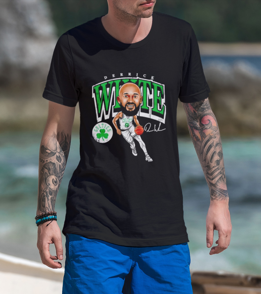 Derrick White Celtics Basketball 9 Signature Cartoon T-Shirt