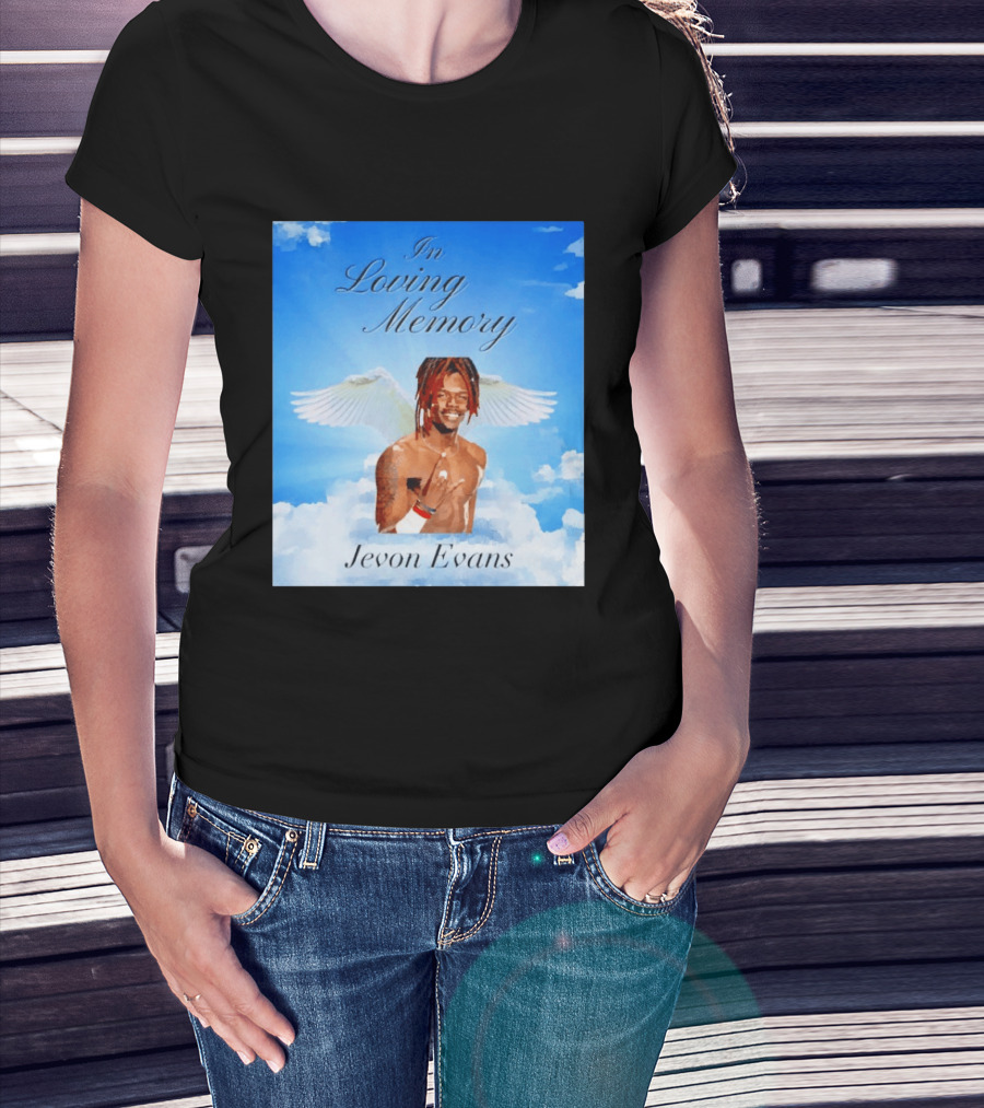 In Loving Memory Jevon Evans Angel Wings Clouds T-Shirt