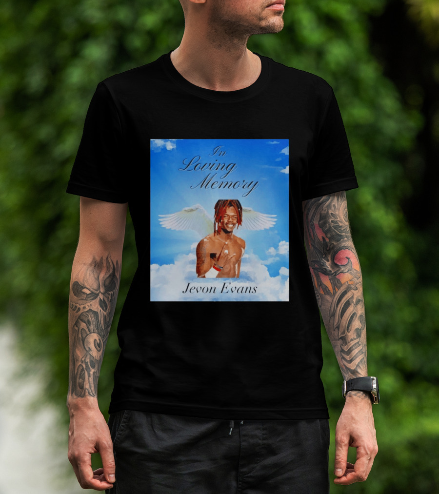 In Loving Memory Jevon Evans Angel Wings Clouds T-Shirt