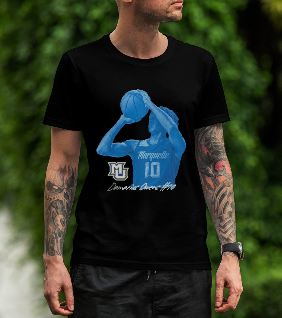 Marquette Golden Eagles MU Damarius Owens #10 Basketball T-Shirt