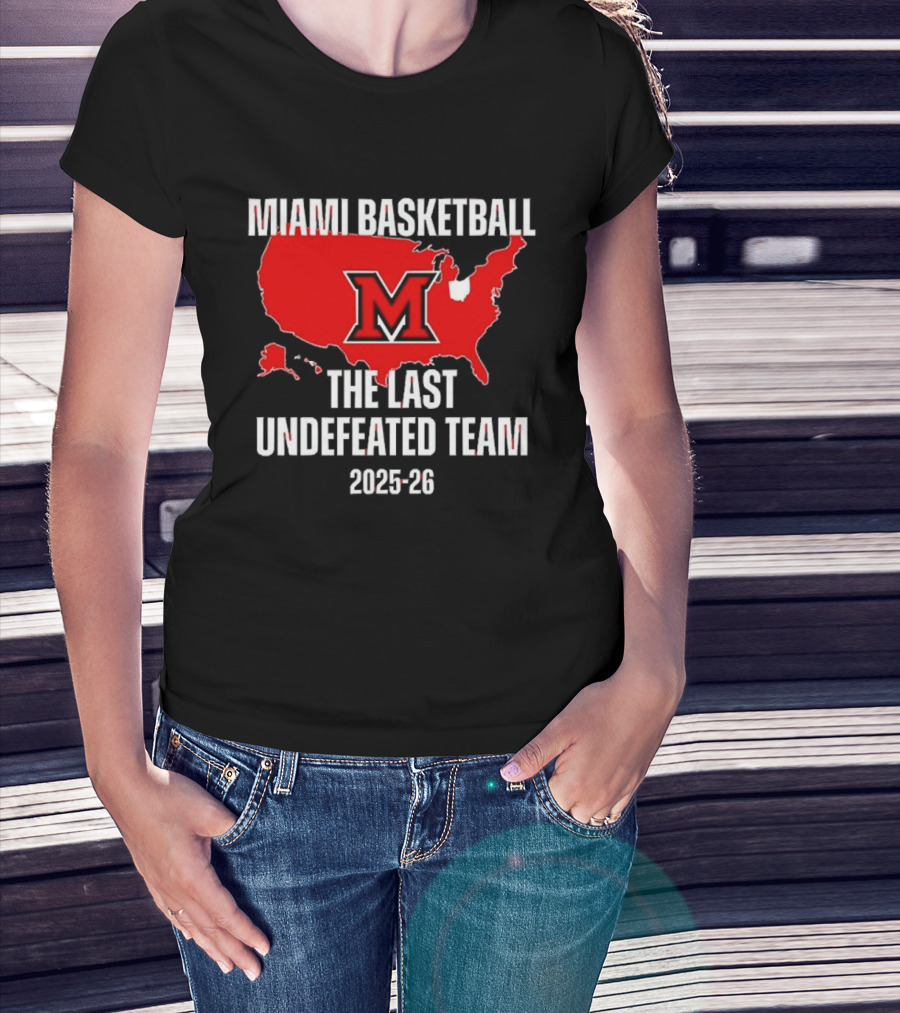 Miami Basketball RedHawks The Last Undefeated Team 2025 26 USA Map T-Shirt