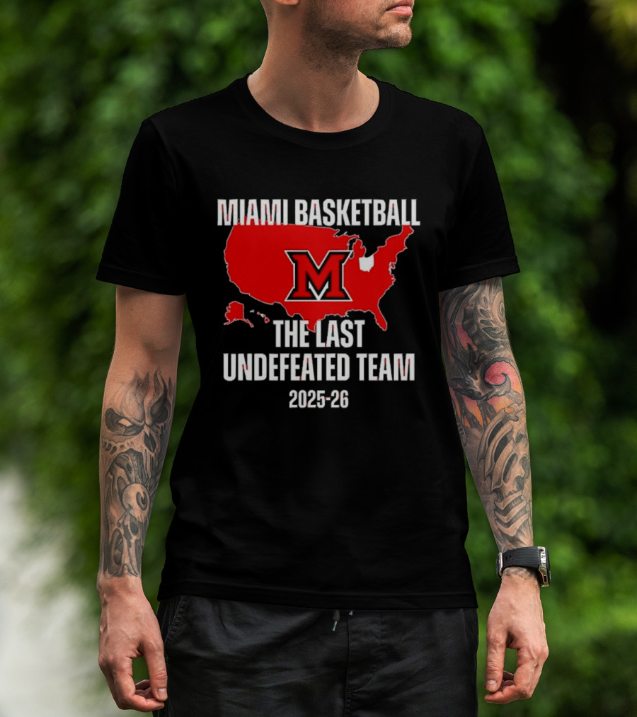 Miami Basketball RedHawks The Last Undefeated Team 2025 26 USA Map T-Shirt