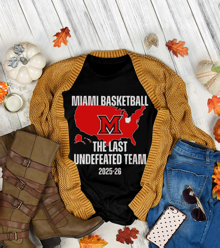 Miami Basketball RedHawks the Last Undefeated Team 2025 26 USA Map T-Shirt