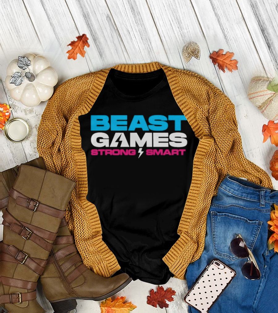 Beast Games Strong Smart MrBeast Lightning Bolt T-Shirt