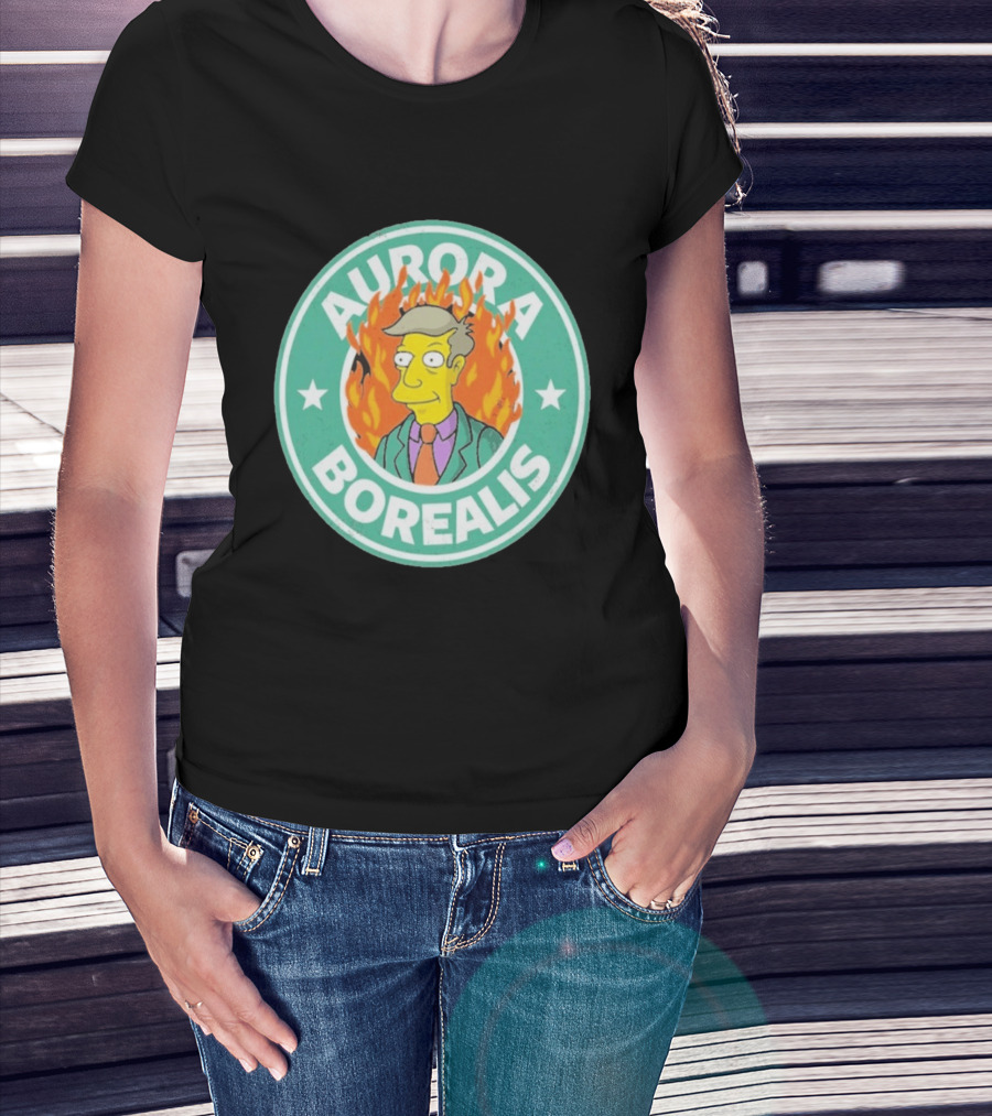 Aurora Borealis Skinnerbucks Green Circle Fire T-Shirt