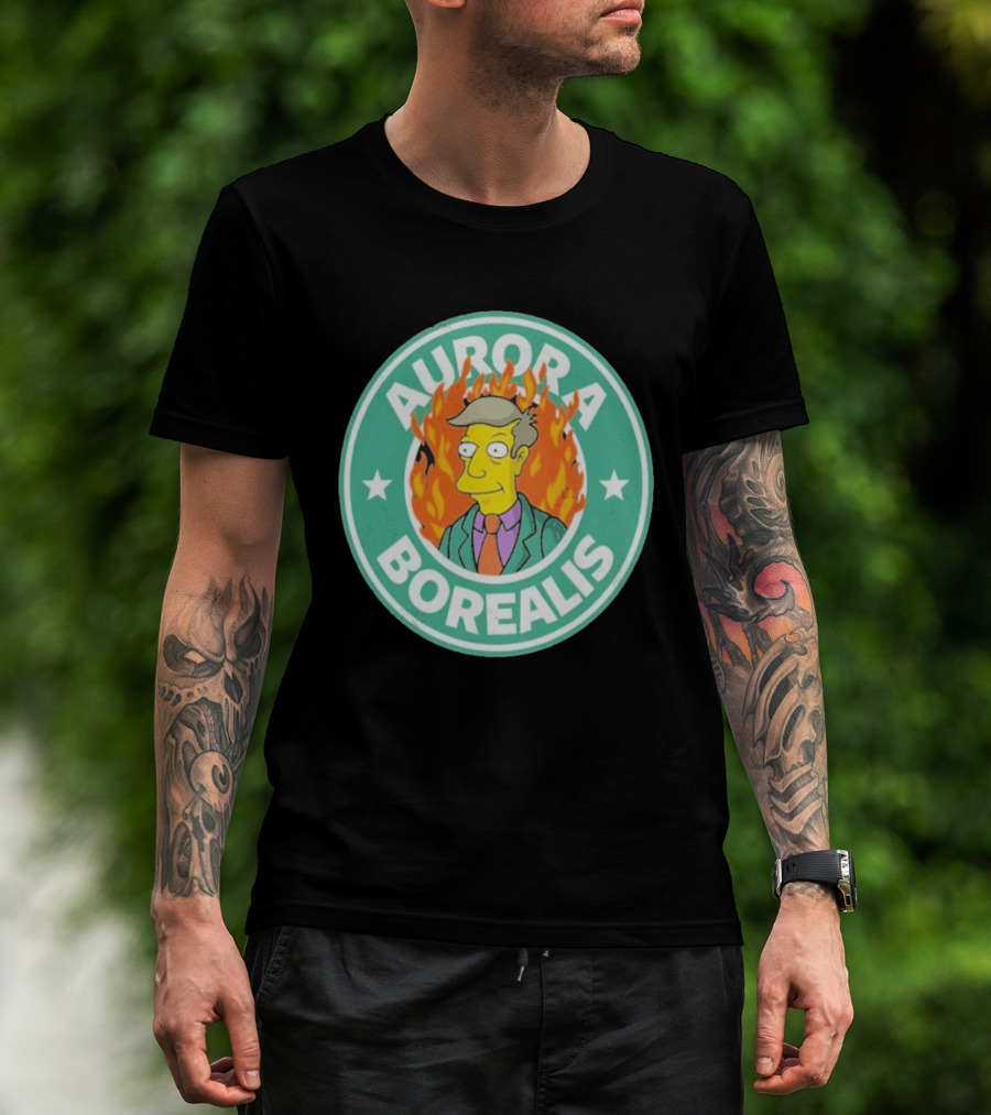 Aurora Borealis Skinnerbucks Green Circle Fire T-Shirt